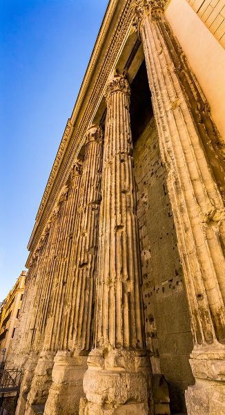 Temple of Hadrian Columns Colonnade Now Stock Exchange-Rome-Italy Temple built 145 AD